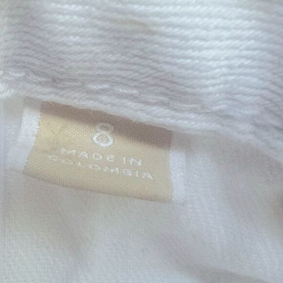 Michael Kors White Button Fly Cropped Flare Raw Hem Jeans sz 8 - Picture 10 of 12